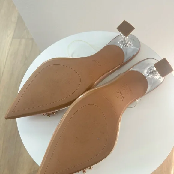 Zara Tan Heels with Crystal Accents - Picture 5 of 5